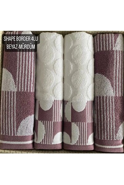 Özdilek Білий та фіолетовий колір, набір з 4 рушників Özdilek Shape Border