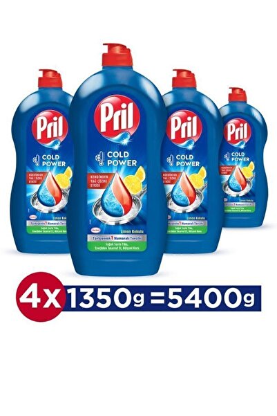 Pril Elde Yıkama Sıvı Bulaşık Deterjanı 4x1350g Limon 5 Etki - Kendinden Yağ Çözme Özelliği