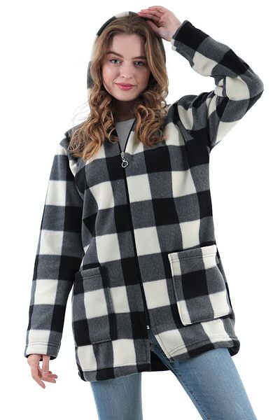 Modayase Women's Zippered Fleece Cardigan Coat