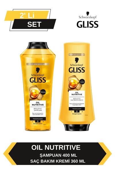 Gliss Oil Nutritive Şampuan 400ml Saç Kremi 360ml