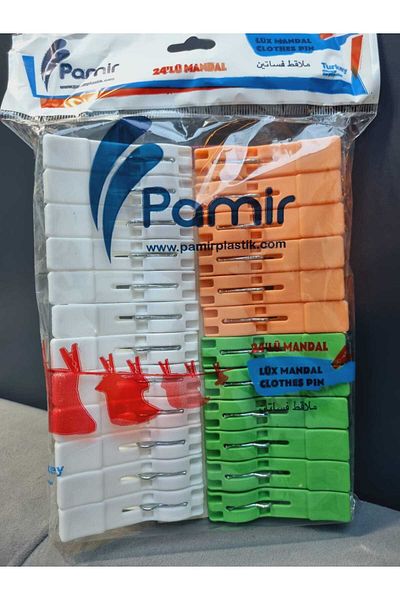 PAMİR Set de 24 de știfturi pentru rufe pudră/verde