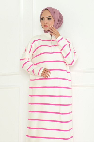 Bestenur Πλεκτό φόρεμα Ersila Fuchsia - 1132