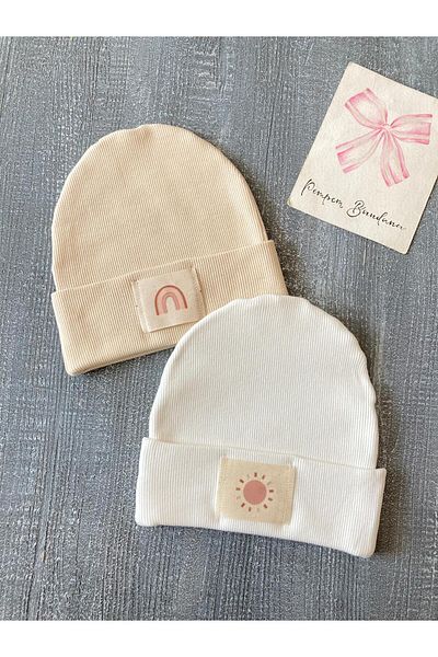 pempem bandana Beige Camisole Beanie with Label for Baby Girl and Child