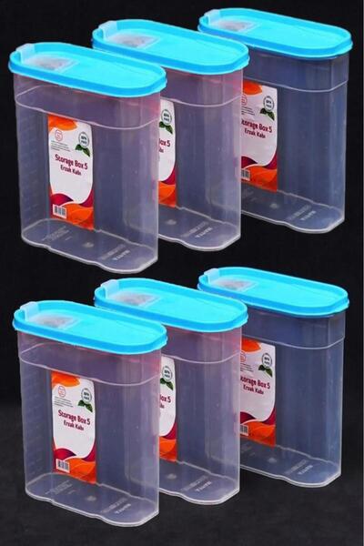 Tiesa Home 6 Adet Plastik 5 Litre Kapaklı Erzak Saklama Kabı Kutusu Takımı