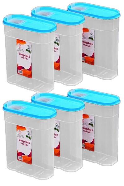 Tiesa Home 6 Adet Plastik 5 Litre Kapaklı Erzak Saklama Kabı Kutusu Takımı