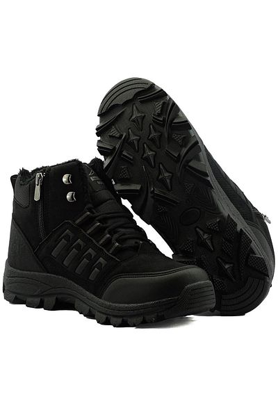 LETAO Μαύρες γούνινες μπότες Unisex με φερμουάρ Cold Resistant Trekking 36-47