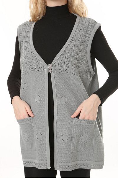 Lamierra Knitwear Openwork Mercerized Vest