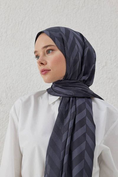 VALORSCARF Herringbone Patterned Jacquard Shawl - Anthracite