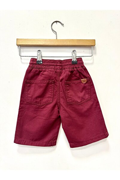 rois kids Children's Shorts Burgundy Color Cotton Elastic Waist with Embroidery Detail