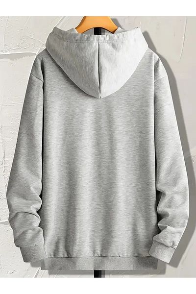 PALPİTO Gray Three Daisy Printed Women's Hoodie - 3 Thread Hooded Sweatshirt
