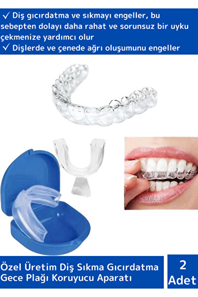 Wintoup Premium Çene Sıkma Diş Gıcırdatma Bruxism Gece Plağı Koruyucu Aparatı Dişlik Uyku Aparatı 2 Adet