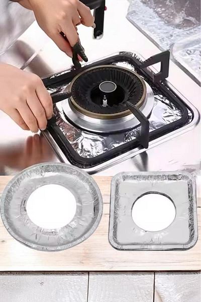 Sezka Life Aluminum Foil Oval Paper Disposable Gas Stove Protector High Temperature Antifouling