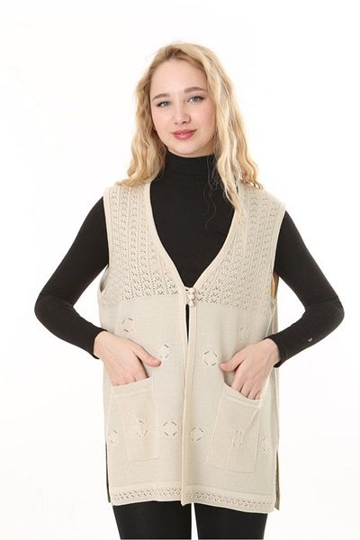 Lamierra Knitwear Openwork Mercerized Vest