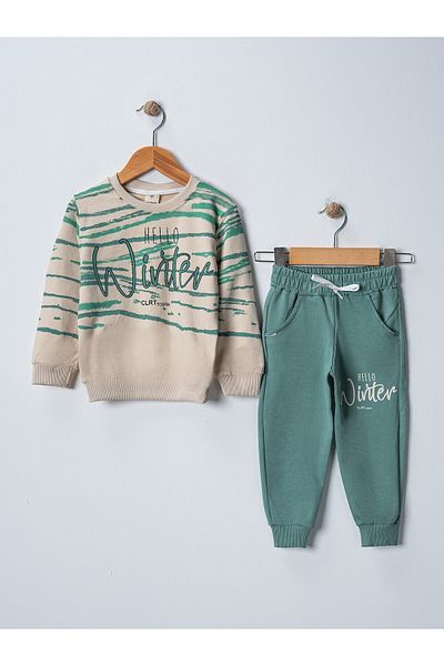 BUUFUU Hello Winter Printed Unisex Kids Set - Long Sleeve, Elastic Waist Pocket