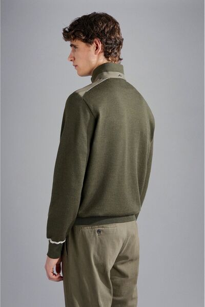 PAUL&SHARK بلوفر رجالي من الصوف الدائري بسحاب