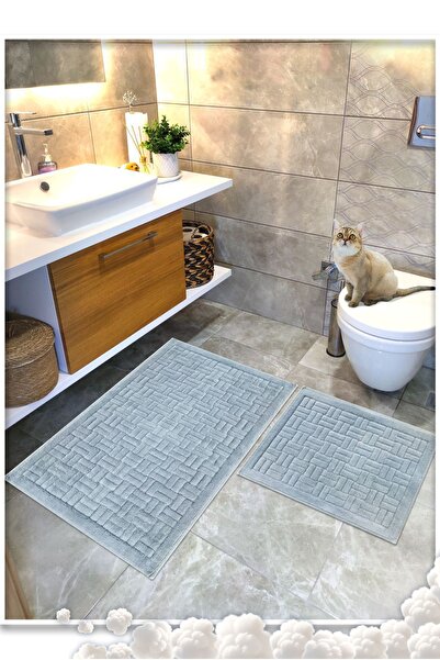 Cotton Crafty طقم سجادة حمام منسوجة من القطن 100%، طقم سجادة حمام دومينو مكون...