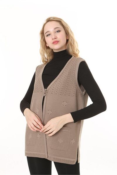 Lamierra Knitwear Openwork Mercerized Vest
