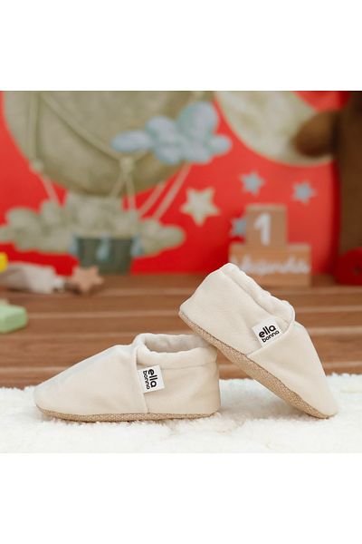 Ella Bonna Velvet Baby Home Boots - Economical Pack of 3, Non-Slip Sole, Powder-Cream-Grey