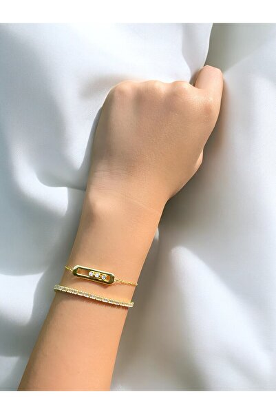 Vigens Mulier 925 Ayar Minimal Messika Model Gold Bileklik Signum