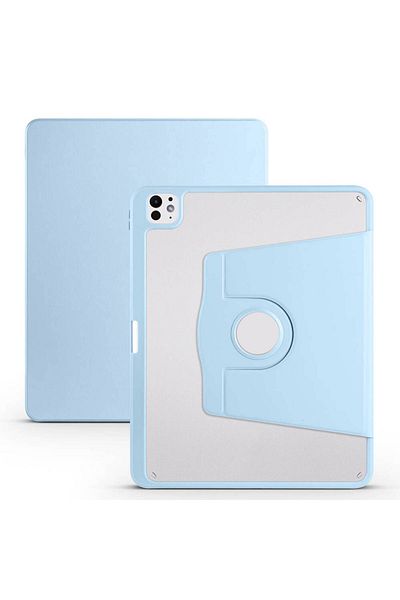 HTstore حافظة Zore Thermal متوافقة مع iPad Pro 13 2024 مع حامل قابل للدوران مع حجرة قلم - أزرق