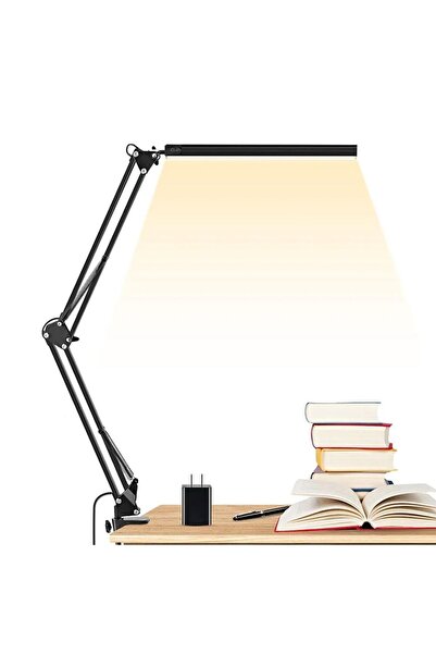 SMAYLİNG Katlanabilir Led Işık Masa Tutucu Mengeneli Metal 3 Renk M. Okuma Işığı Ofis Ev Çalışma Masası USBli