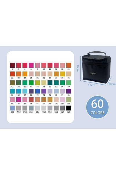 KAPVOE 60 Pieces Double Tip Touch Marker Art Design Felt Tip Pen Paint Set with Bag Gift
