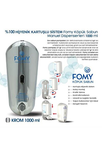 Fomy Köpük Sabun Krom Dispenser 1000 ml
