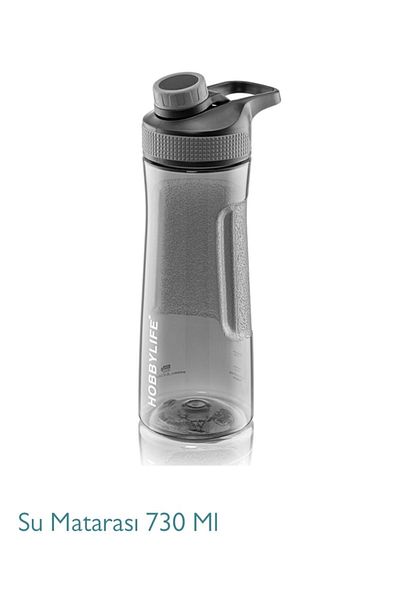 HOBBY LİFE 730ml Gray-Grey Transparent Sports School Office Water Bottle