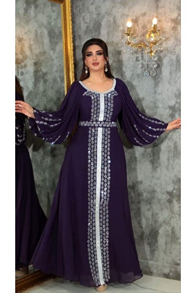 ZENABİYEM فستان سهرة بحزام مطرز بأكمام بالون من Zena Fashion