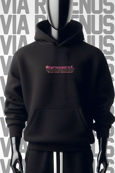 Vordevia Φούτερ Archangel 3 Thread Wide Fit Μαύρο φούτερ με κουκούλα - Μπροστά και πίσω εμπριμέ