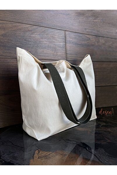 Desen Gabardin Çanta Haki Renk Saplı %100 Pamuk 260gr. Punch Nakışı Ve Boyama...