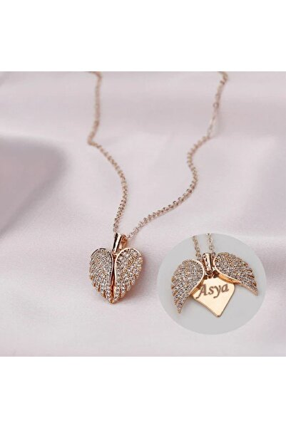 hediyesahibi Isme Özel Melek Kanatlı Kolye