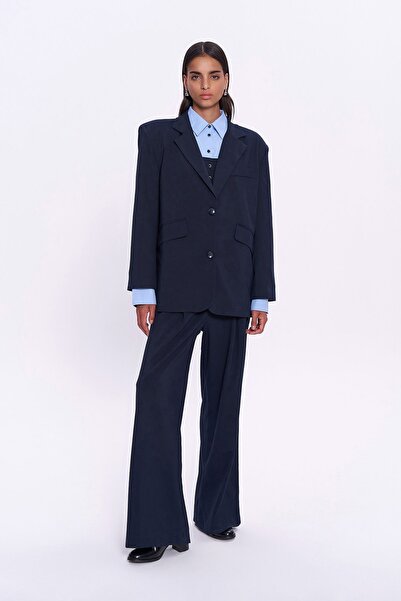 Quzu Ψηλόμεσο κεντημένο παντελόνι Navy Blue