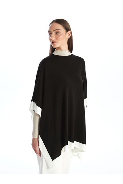 LC Waikiki Übergroßer Strick-Poncho für Damen – Rundhalsausschnitt, schlichter Schnitt