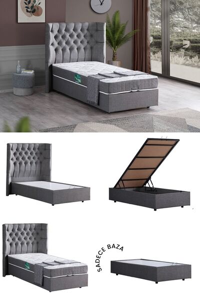 Setay Matilda Tek Kişilik Mdf Baza , Gri (BAŞLIK-YATAK HARİÇ)