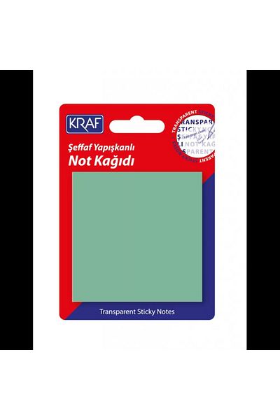 KRAF Transparent Green Note Paper - 76x76, Adhesive, 50 Yp.7676tr