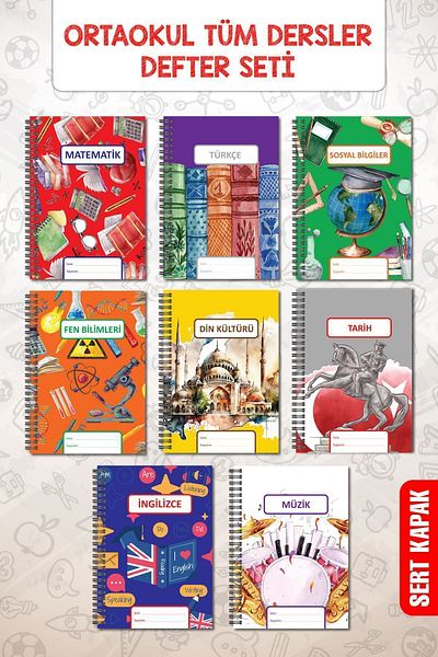 Copyrite 70 Sheets Junior High School Notebook Set - 18x25cm Hard Cover, Spiraled Class