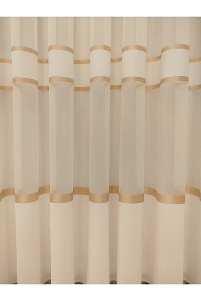 BNR HOME STORE Non-Wrinkle Tulle 1/2,50 Pleat - Gold Yellow Transition and Stripe Slub