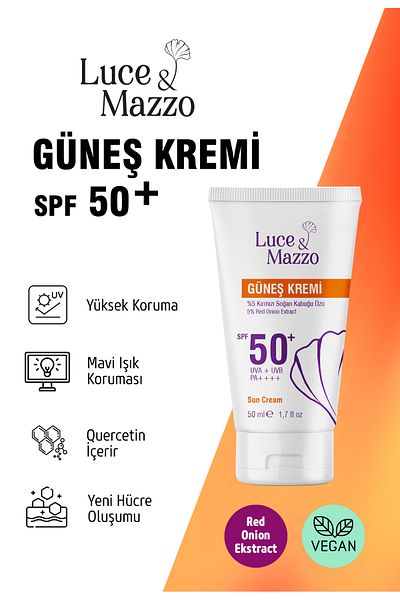 LUCE AND MAZZO Spf 50+ High Protection Sun Cream - 50 ml Mineral Based Vegan, for All Skin