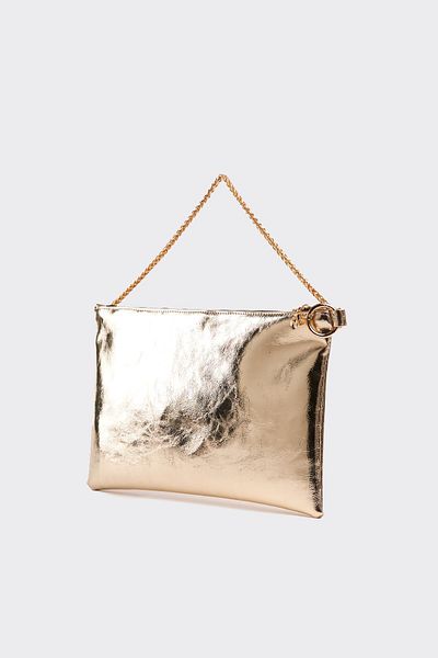 Berlesi Βραδινή τσάντα Clutch σε χρυσό μεταλλικό σχήμα