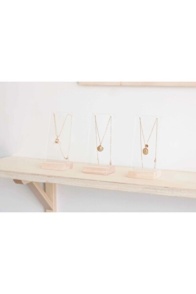 Kpleksi Daisy Pleksi 3'lü Takı Standı, Akrilik Ve Ahşap Stant, Pleksi Organizer, Akrilik Organizer