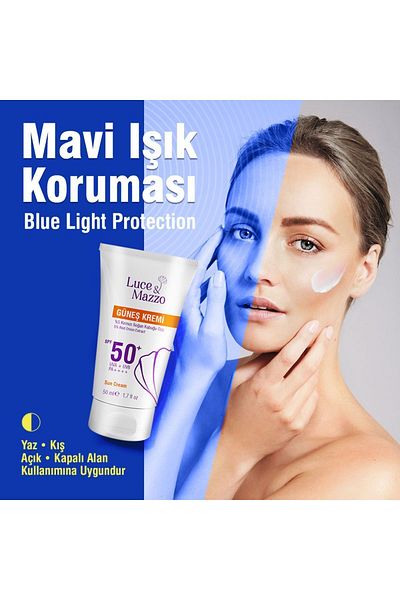 LUCE AND MAZZO Spf 50+ High Protection Sun Cream - 50 ml Mineral Based Vegan, for All Skin