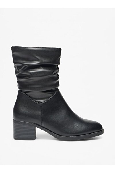 Celeste Women's Ruched High Shaft Boots with Zip Closure and Block Heels