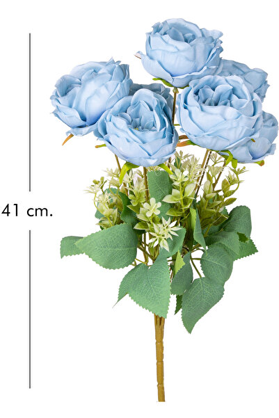 Herdekora Buchet de flori artificiale bujor 7 ramuri albastru 41 cm.