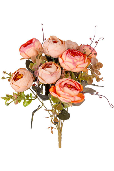 Herdekora Buchet de flori artificiale bujor 9 ramuri roz 42 cm.