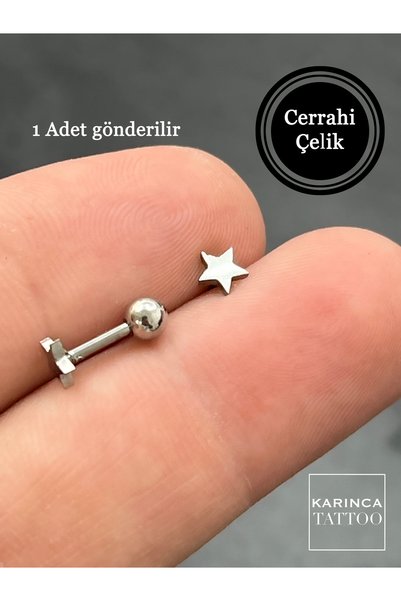 Karınca Piercing Yıldız Piercing Star Conch Tragus Flat Helix Kıkırdak Kulak Memesi Cerrahi Çelik Küpe Aksesuar 6mm