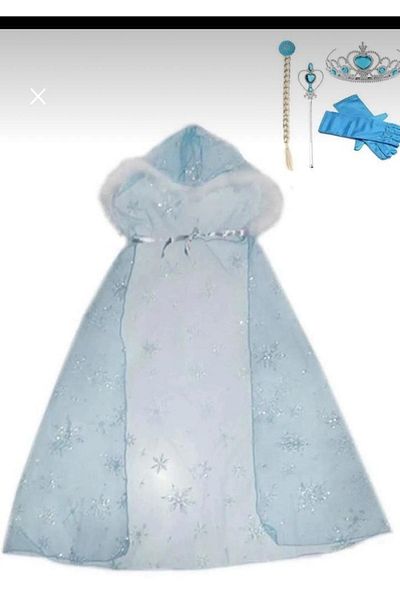 dilaydamla kids Elsa Cape Crown Hair Scepter Mănuși Set Complet