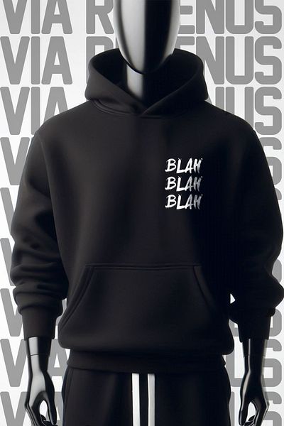 Vordevia Blah Blah Blah 3 Thread Wide Fit - Hanorac negru cu glugă cu imprimeu în față și în spate