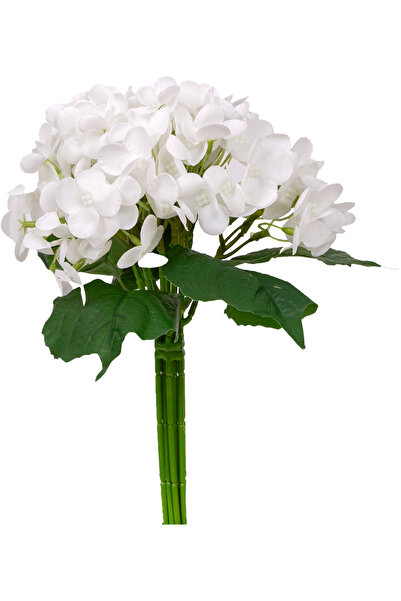 Herdekora Artificial Flower Wet Textured Hydrangea Bouquet White 26 Cm.