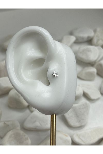 Karınca Piercing 6mm Star Piercing - Star, Conch, Tragus, Flat Helix Cartilage Earlobe Surgical Steel Earrings Accessory